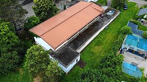 Die Halle Altenburg aus der Vogelperspektive. Die Elektroplanung kann nach dem Beschluss des Gemeinderates starten. Foto: Rotraud Opfermann