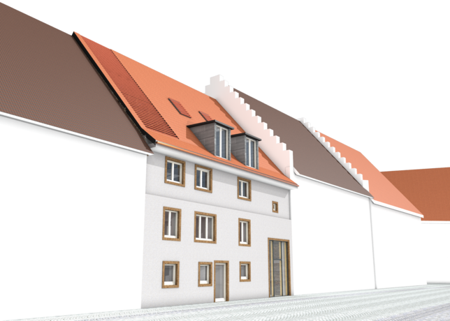So könnte das Haus in der Sommergasse nach dem Umbau aussehen. Links auf dem Dach die Lamellen. Sie sind dezent und kaum zu erkennen.