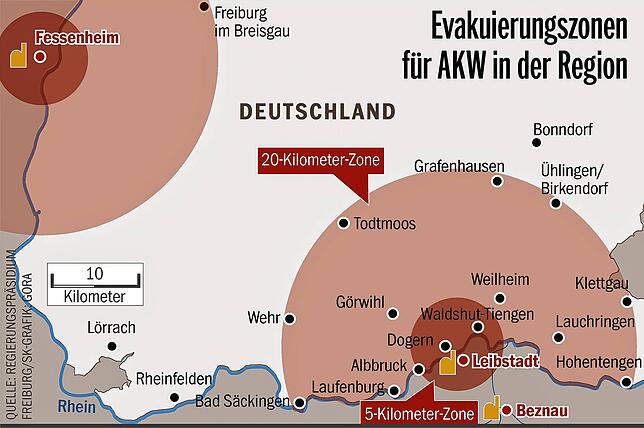 Das Regierungspräsidium Freiburg hat verschiedene Zonen definiert, um im Ernstfall schnelle und konkrete Schritte zum Schutz der ...