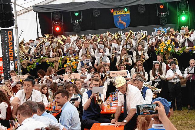 Bild 18: Gute Laune beim Bezirksmusikfest in Lausheim