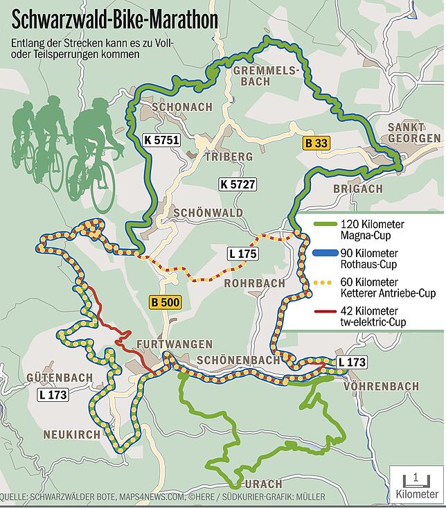 Bild 1: Radler erobern die Straßen im Bregtal