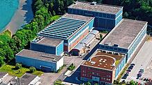Das Schweizer Zwischenlager für Atommüll Zwilag an der Aare in Würenlingen.