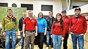 Die Gewählten mit dem Vorsitzenden Patrick Markon (von links): Festwirt Niklas Feis, Holger Pfaff, im Vorstand für Organisation und ...