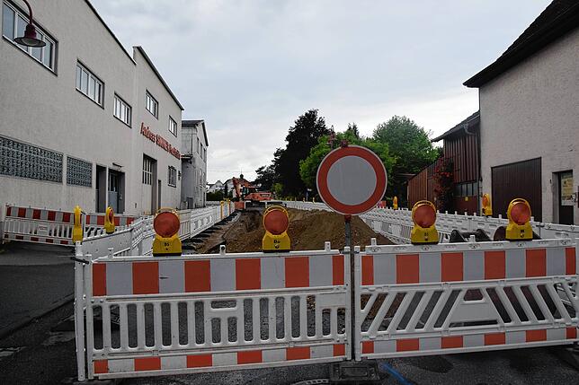 Die Baustelle in der Radolfzeller Straße (B34)