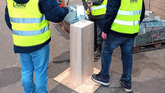 Siebtklässler der Hans-Thoma-Schule Laufenburg erfahren beim Besuch der Firmen Holzbau Amann und Lignotrend viel Wissenswertes über den ...
