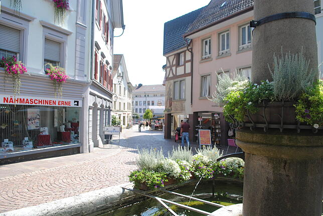 Geschäfte: In der Hauptstraße befanden sich mehrere jüdische Geschäfte. An der Krezung zur Zubergasse lag links das Aussteuergeschäft ...