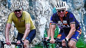 Jan Ullrich (links) und Lance Armstrong kommen nach Bad Dürrheim.