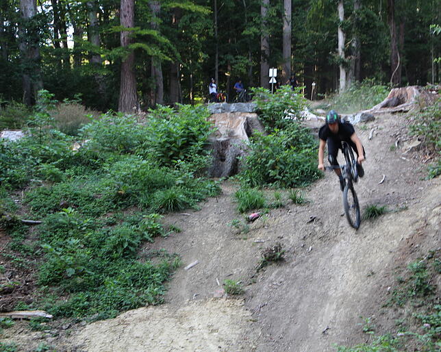 Ein Mountainbiker bei der Abfahrt.