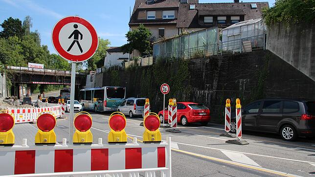 Blick in die "Millionenschlucht" in Friedrichshafen: Ab Montag, 13. Mai, wird es hier kein Durchkommen mehr geben.