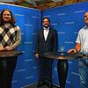 Linken-Kandidat Robert Kuhlmann (links), Moderator Markus Baier vom SÜDKURIER und der Kreisvorsitzende Waldshut des Deutschen ...