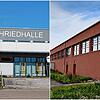 Diese Hallen im Hegau könnten bald belegt werden, damit Geflüchtete dort eine Unterkunft finden (von links: die Münchriedhalle in Singen ...