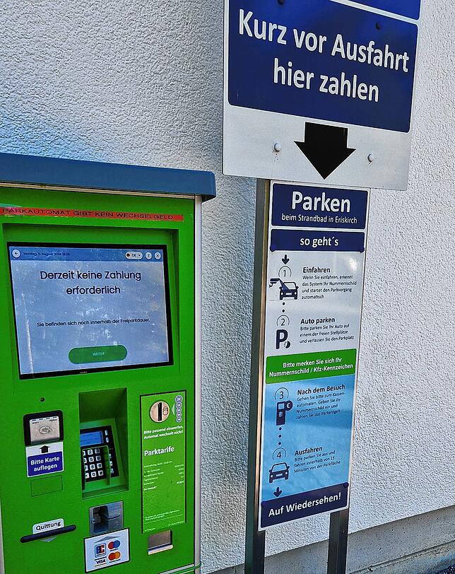 Am Automaten wird erklärt, wie es geht.