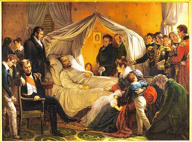 Napoleons starb am 5. Mai 1821, das Gemälde hält die Sterbeszene fest. Sein politisches Erbe lebt weiter: Die heutigen Grenzen von Baden ...