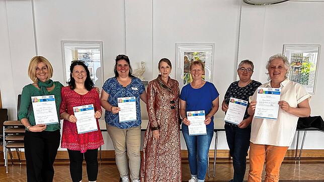 Die Qualifizierten von links: Jutta Mylius-Fichter, Patrizia Rauch, Ramona Jäger, Coachin Julia von Maydell, Katrin Grohme, Petra ...
