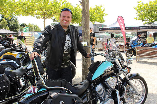 Jürgen Mayer reiste auf seiner Honda Shadow Baujahr 1997 aus Heidelberg an.