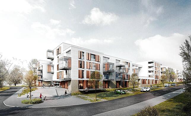 So soll das fertige Areal mit seinen sieben Häusern später einmal aussehen.