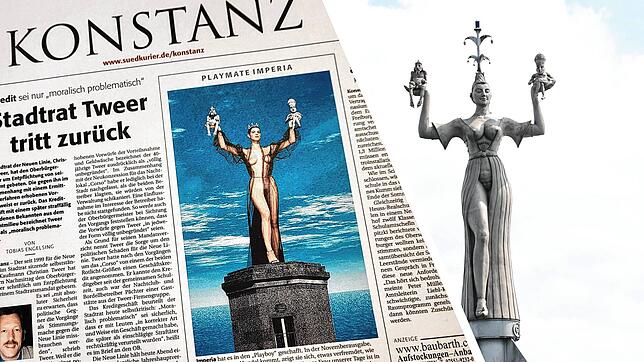 Original und Fälschung: Am 15. Oktober 2003 berichtete der SÜDKURIER, dass die Imperia im bekannten Männermagazin vertreten sein wird.