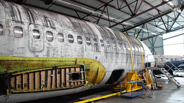 Details der Landshut, die schon seit drei Jahren in einem Hangar in der Stadt Friedrichshafen steht.
