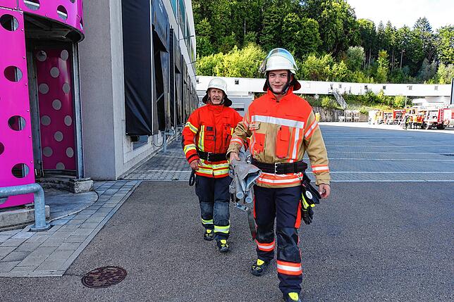 Bild 16: Gemeinsame Probe der Sto-Werkfeuerwehr und der Freiwilligen Feuerwehren