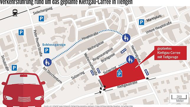 Bild : Für das Klettgau-Carree in Tiengen wird die Verkehrsführung geändert