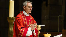 Erzbischof Georg Gänswein betet im Mai während der Eucharistiefeier im Freiburger Münster &ndash; dieses Bild wird es künftig häufiger ...