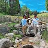 Roland Wehrle (rechts) und Christof Winker am Donauursprung unweit der Martinskapelle. In Gedichtform betonen die beiden Furtwanger, ...