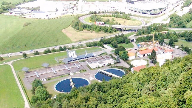 Die Kläranlage Tiengen befindet sich zwischen der Wutach und dem Gewerbegebiet Kaitle.