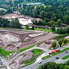 Hier werden und wurden zahllose Tonnen Erde bewegt: Die B&nbsp;27-Baustelle ist auch aus der Luft imposant.