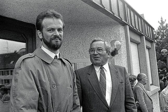 1989: Bernhard Volk und sein Vorgänger Alfons Fritschi