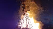 Zum 90. Geburtstag des Steigemer Funkens wird die Hexe durch eine 90 vertreten.