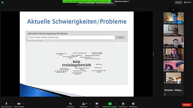 Screenshot eines digitalen Verienstreffens.