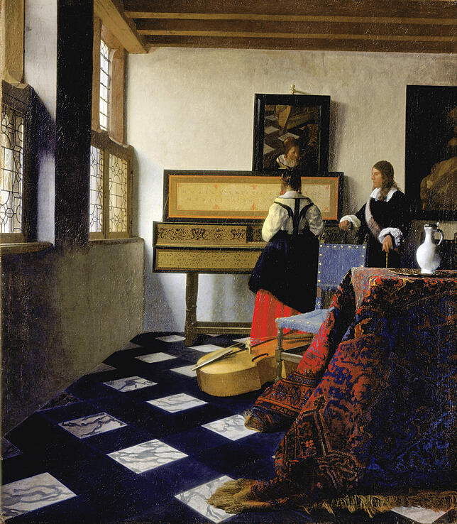 Jan Vermeers &bdquo;Die Musikstunde&ldquo; entstand in den Jahren zwischen 1662 und 1665.