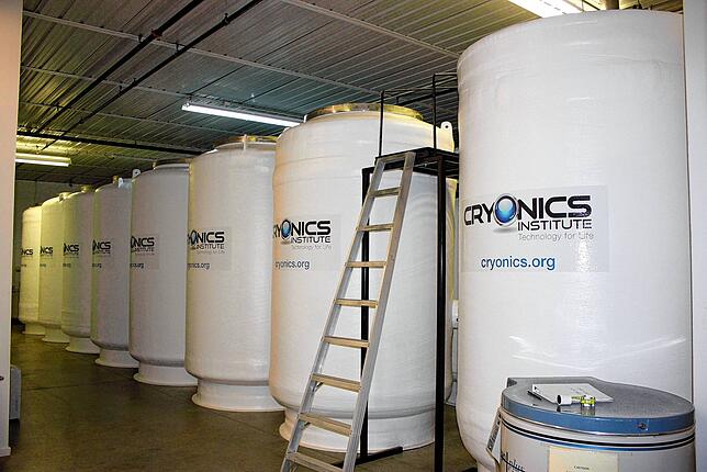 Das Cryonics Institute in Michigan (USA) hat Behälter, in denen Tote bei minus 196 Grad in flüssigem Stickstoff gelagert werden.
