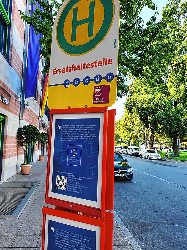 Die Ersatzhaltestelle in Friedrichshafen.