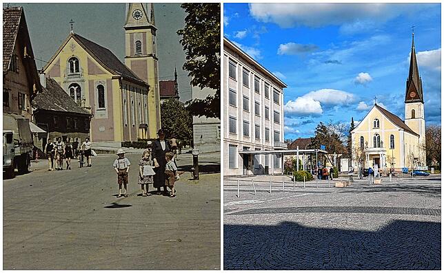 Nur die Kirche St. Peter und Paul gibt einen Hinweis auf den Ort dieser Aufnahme aus den 1930er-Jahren (links). Der Hohgarten zeigt sich ...