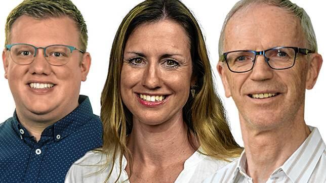 Von links: Marius Müller (Freie Wähler), Marie Herrmann (die Basis) und Helmut Kruse-Günter (MLPD) sind Direktkandidaten für die ...