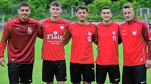 Neu, aber gut bekannt: Beim FC Tiengen 08 verstärken (von links) Abdul Ehad Demirdal, Finn Graf, Edonis Maksuti, Berat Tasöz und Nexhdet ...