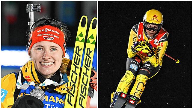 Es war eine der Überraschungen der Biathlon-WM 2024: Janina Hettich-Walz (linkds) gewann Silber. Daniela Maier konnte in Val Thorens ...