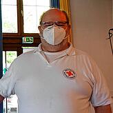 DRK-Bereitschaftsleiter Martin Denkert übernimmt zusammen mit der Stadtverwaltung die Koordination der ehrenamtlichen Helfer und Termine ...