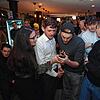Bei der Wahlparty der CDU zur Bundestagswahl 2025 im Restaurant „Lima“ in Konstanz: Mitglieder und Freunde verfolgen gespannt die ersten ...