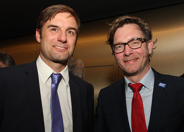 Zeno Danner, Landrat des Landkreises Konstanz (links), im Gespräch mit SÜDKURIER-Chefredakteur Stefan Lutz.