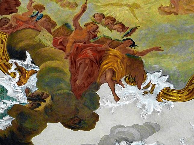 Nur wenn man bei dem Gemälde in Jakobus-Kirche genau hinsieht, dann ist zu erkennen, dass das Bein der rechten Figur nicht aufgemalt ...