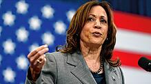 Kamala Harris, Vizepräsidentin der USA, hält eine Rede während einer Wahlkampfveranstaltung. Jetzt könnte sie selbst Kandidatin werden.