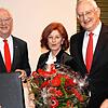 Heinz Rombach (links) erhielt von Sparkassenverbandspräsident Peter Schneider die Goldene Sparkassenmedaille. Auch Rombachs Ehefrau ...