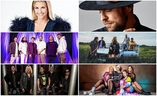 Sie sind dieses Jahr beim Milchwerk-Musik-Festival dabei (von links oben): Beatrice Egli, Max Mutzke, Söhne Mannheims, Juli, Axel Rudi ...