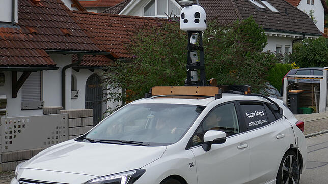 Mit 360-Grad-Kamera im Schwarzwald-Baar-Kreis unterwegs: Das Apple-Fahrzeug ist am Montag in Brigachtal gesichtet worden.