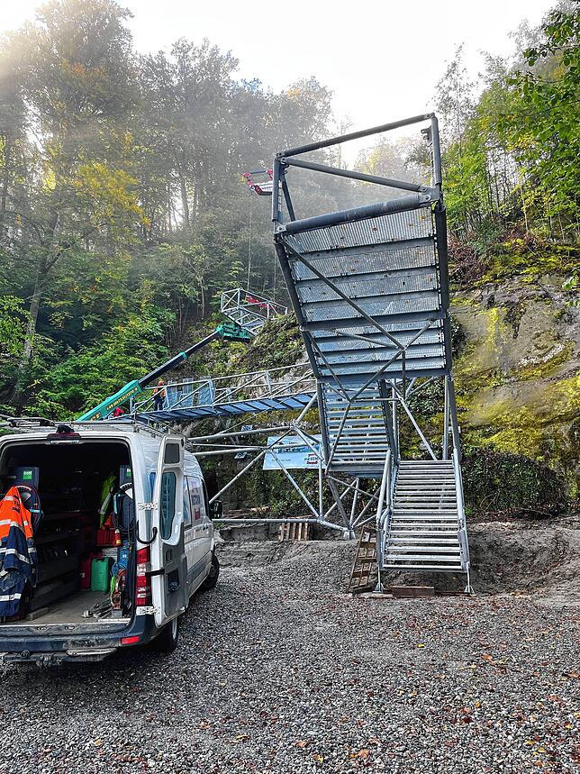 Das Aufgangsbauwerk ist eines der großen Projekte für die Eröffnung der Marienschlucht, das in diesem Jahr fertiggestellt werden konnte.