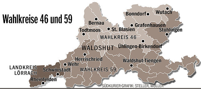 Bild 1: Wähler aus drei Regionen und zwei Landkreisen geben im Wahlkreis 46 ihre Stimme bei der Landtagswahl ab