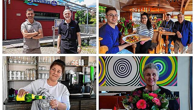 Vier Lokale, vier Veränderungen (im Uhrzeigersinn von links oben): Restaurant Seehaus, Restaurant Roßbergschenke, Restaurant Kippys und ...