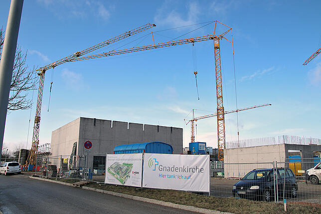 Blick auf die Baustelle von der  Wilhelm-Schickard-Straße aus.